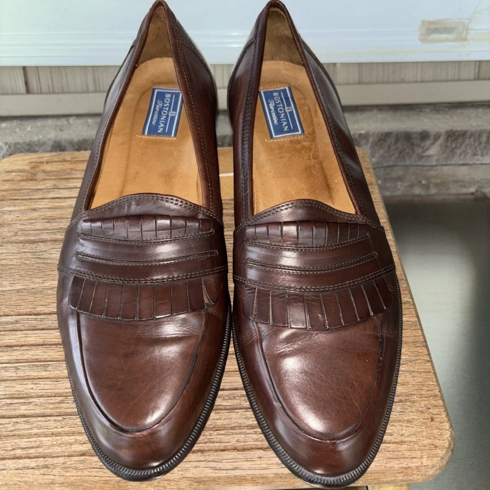 Bostonian Mens Vero Italian Florentine Saddle Brown Slip On 11 M 24752-513 EUC